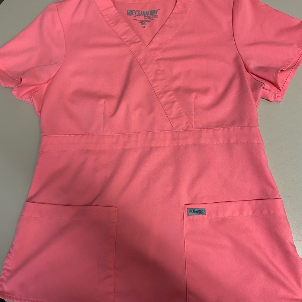 Pink Two Pocket Scrub Top